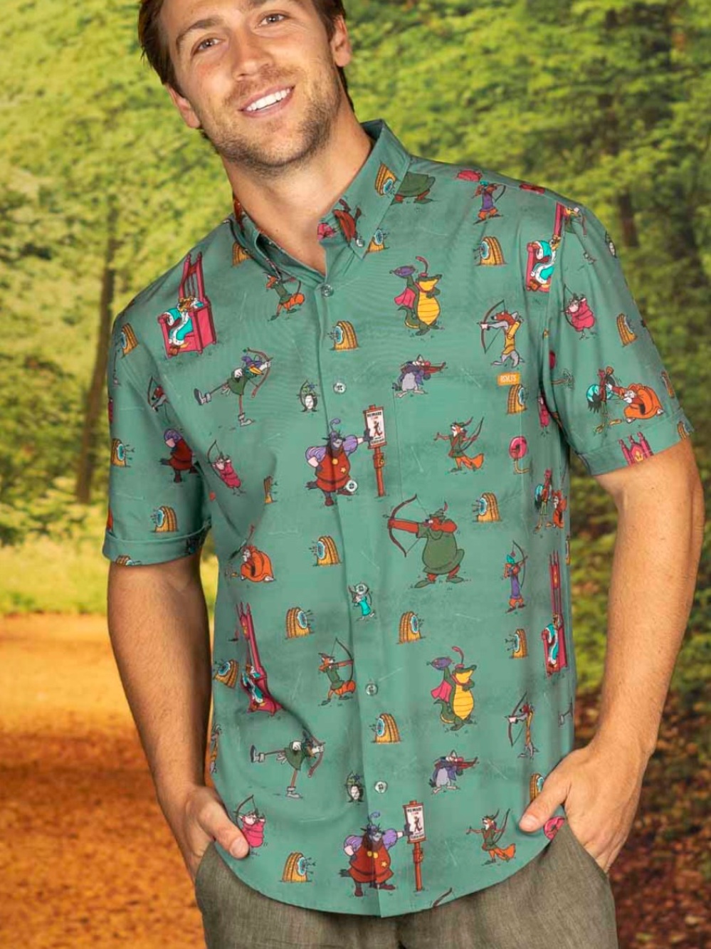 Disney RSVLTS Archrivals Robin Hood Green Button-Front Shirt
